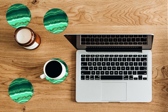 Sous-verres de verres - Rond - Or - Agate - Luxe - 10x10 cm - Dessous de verre - 6 pièces