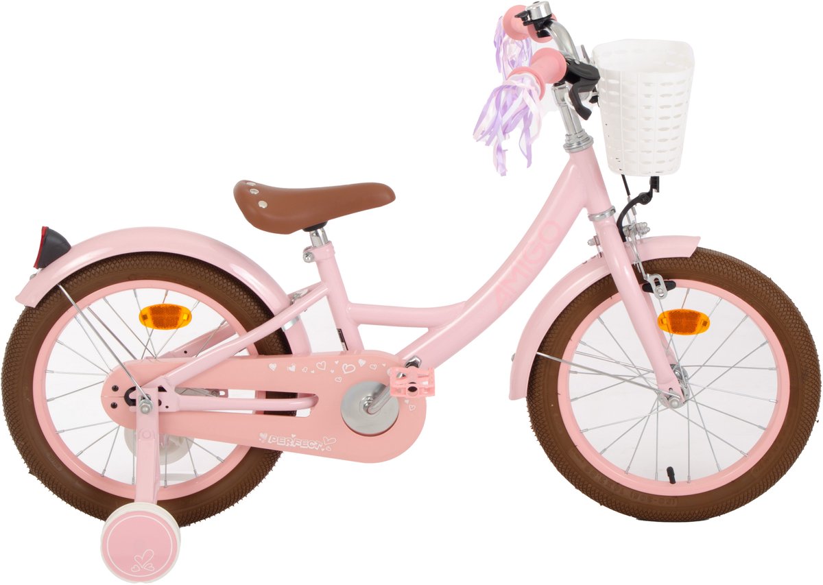 AMIGO Fairy Kinderfiets voor meisjes, 12 inch, met steunwielen, terugtraprem en V-rem, vanaf 2 - 4 jaar, mintgroen