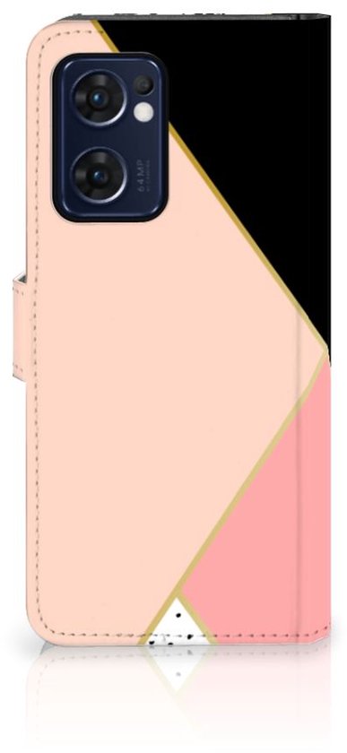 Étui pour téléphone portable OPPO Find X5 Lite | Bookcase Reno 7 5G Formes Noir Pink