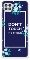 Housse en Cuir Etui de Protection pour Samsung Galaxy A22 5G Coque Téléphone Fleurs Bleues Dtmp