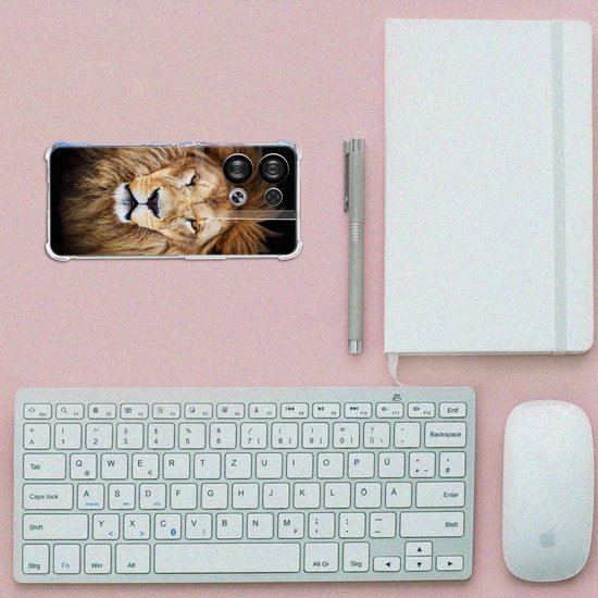 Etui Smartphone OPPO Reno8 Etui Smartphone avec photo avec bordure transparente Lion