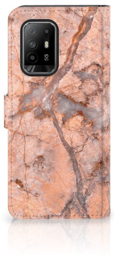Étui portefeuille OPPO Reno5 Z | Coque A94 5G Marbré Oranje