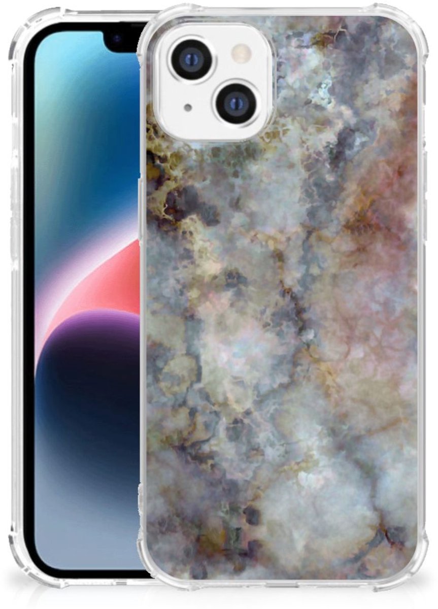 Apple iPhone 14 Plus Anti-Shock Hoesje Marmer Grijs