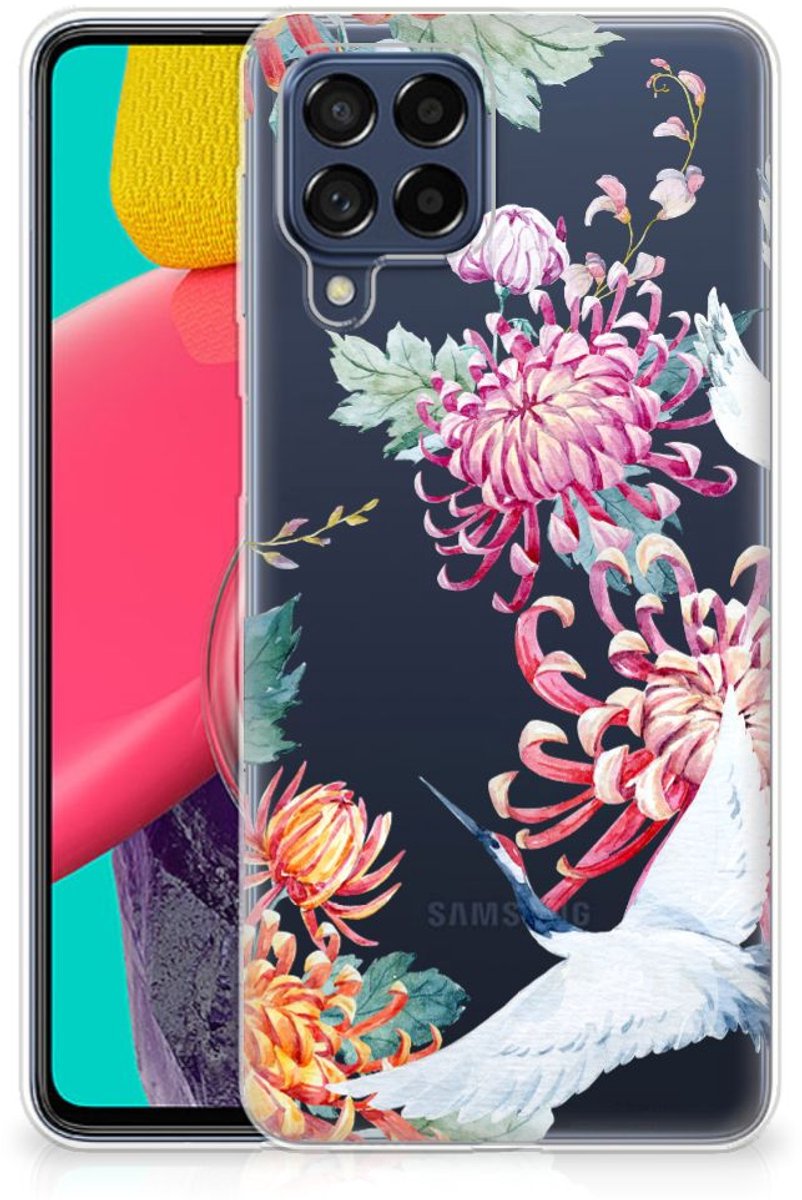 Samsung Galaxy M53 TPU Hoesje Bird Flowers