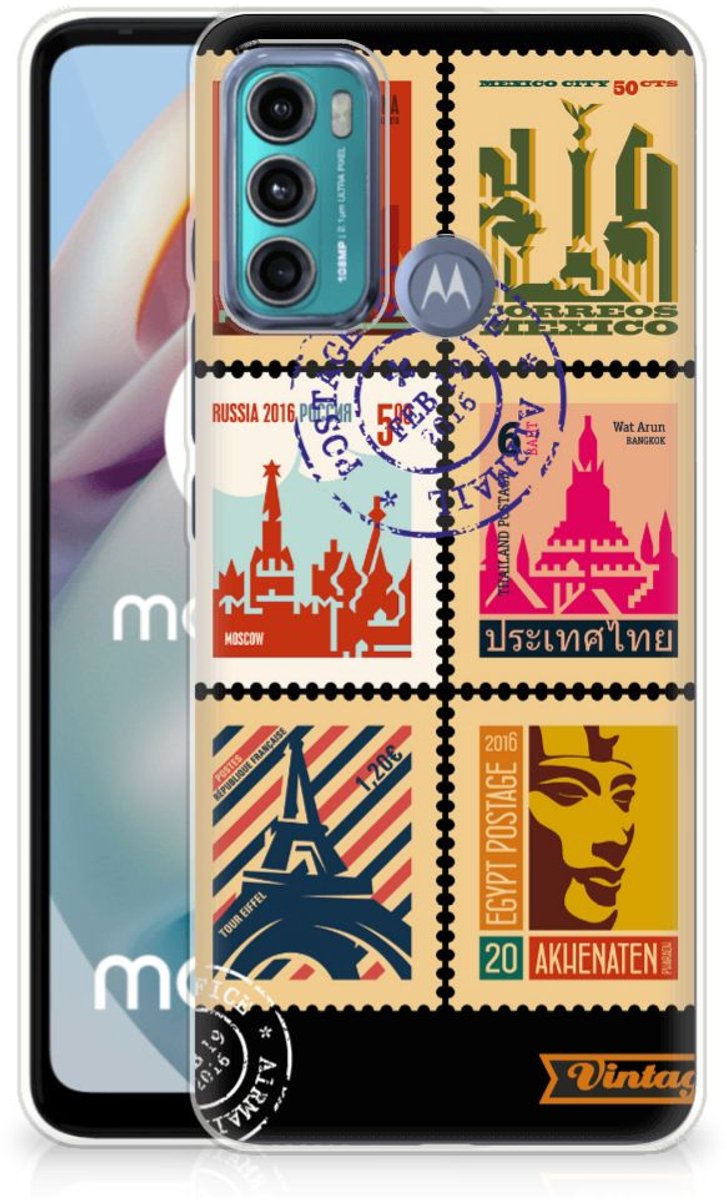 Motorola Moto G60 Siliconen Back Cover Postzegels