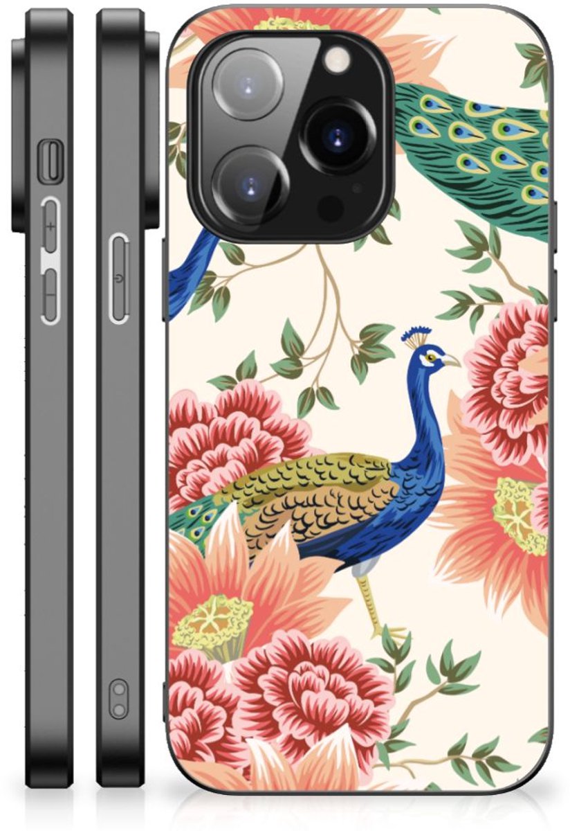 Dierenprint Telefoonhoesje voor iPhone 14 Pro Pink Peacock
