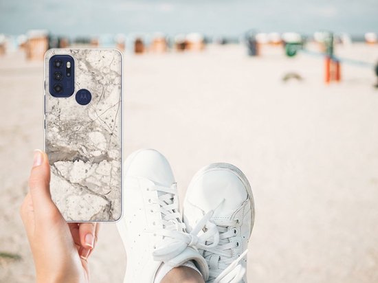 Motorola Moto G60s TPU Siliconen Hoesje Marmer Beige