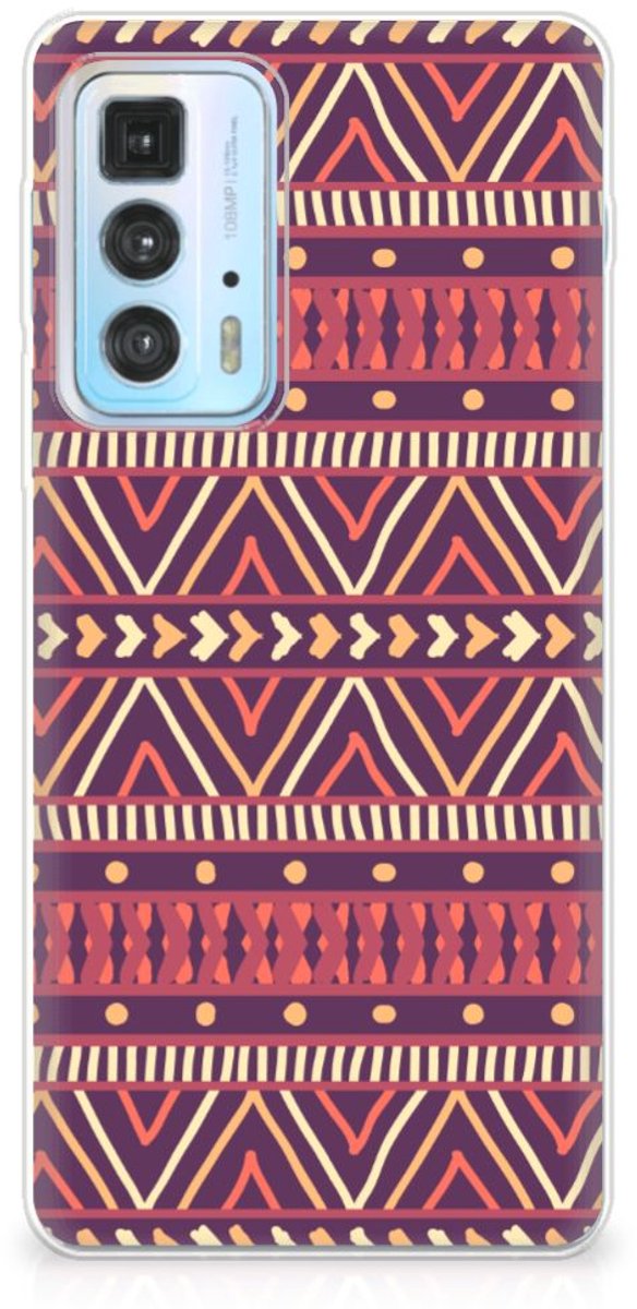 Back Cover voor Motorola Edge 20 Pro TPU bumper Aztec Paars