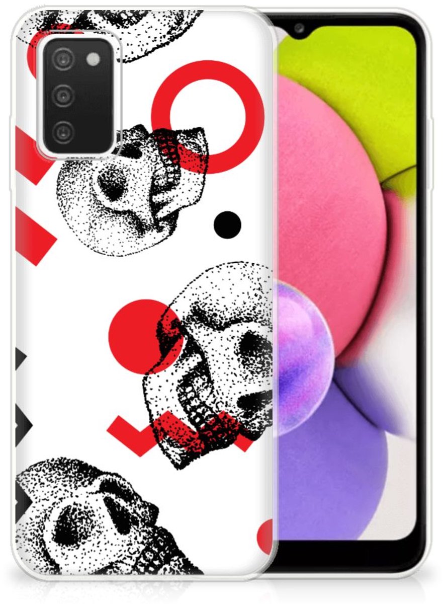 Silicone Back Case Samsung Galaxy A03S Skull Red