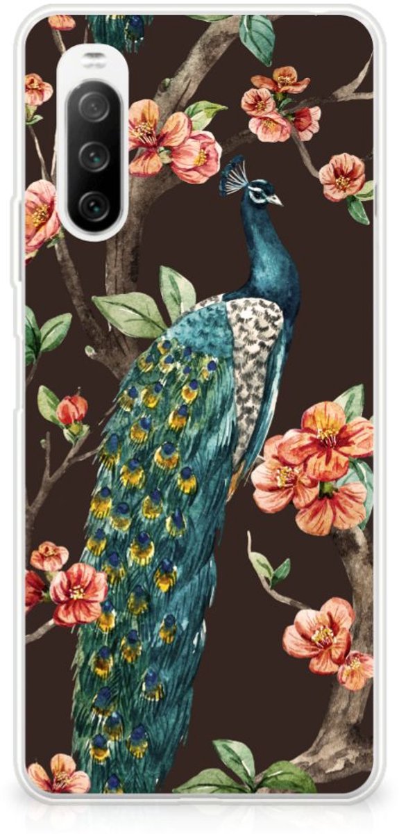 Sony Xperia 10 III TPU Hoesje Pauw met Bloemen