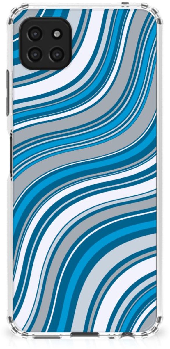 Samsung Galaxy A22 5G Doorzichtige Silicone Hoesje Waves Blue