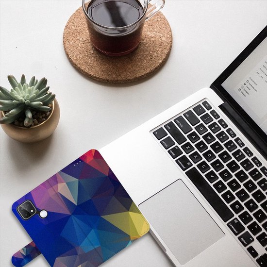 Coque de téléphone OPPO A15 Bookcase Polygon Dark