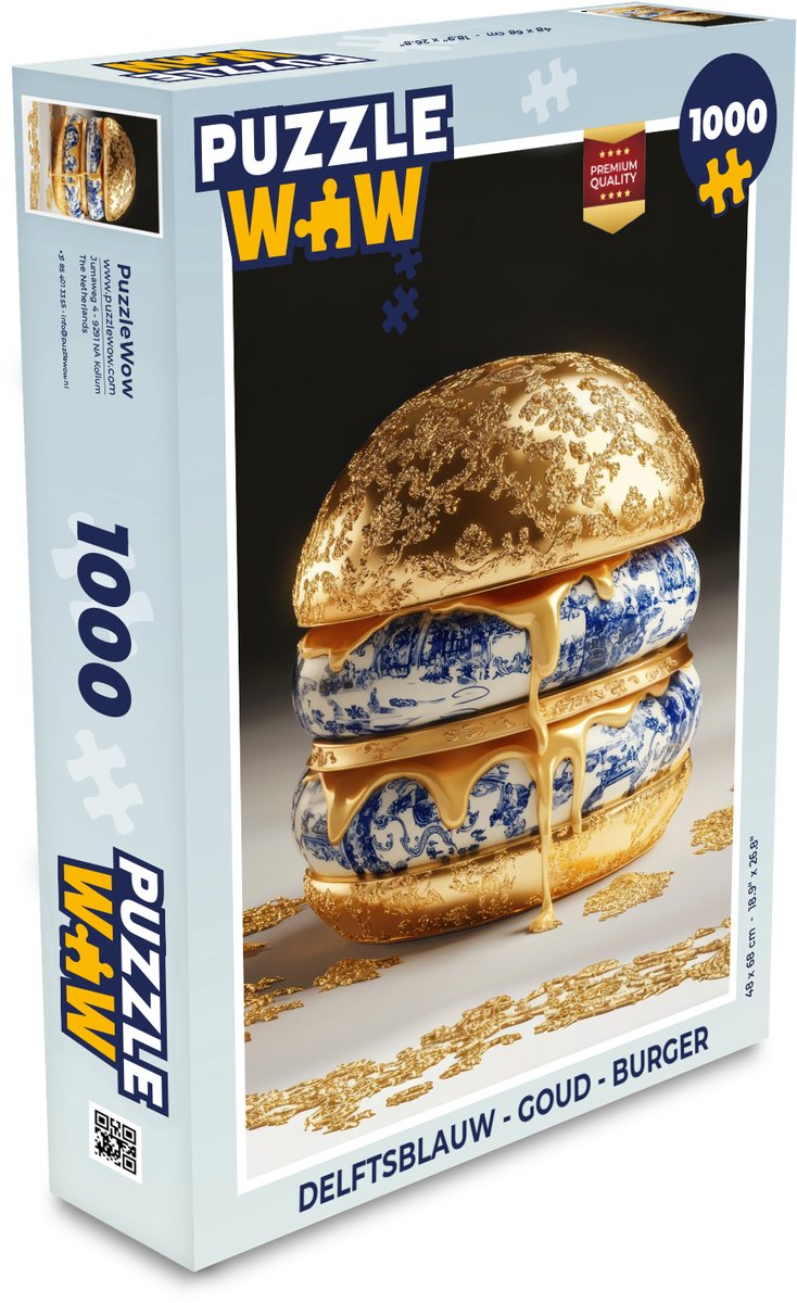 Puzzel Delftsblauw - Goud - Burger - Legpuzzel - Puzzel 1000 stukjes volwassenen