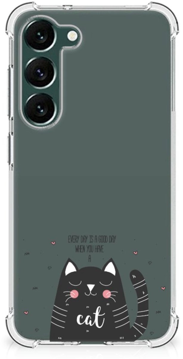 Samsung Galaxy S23 Plus Stevig Bumper Hoesje Cat Good Day