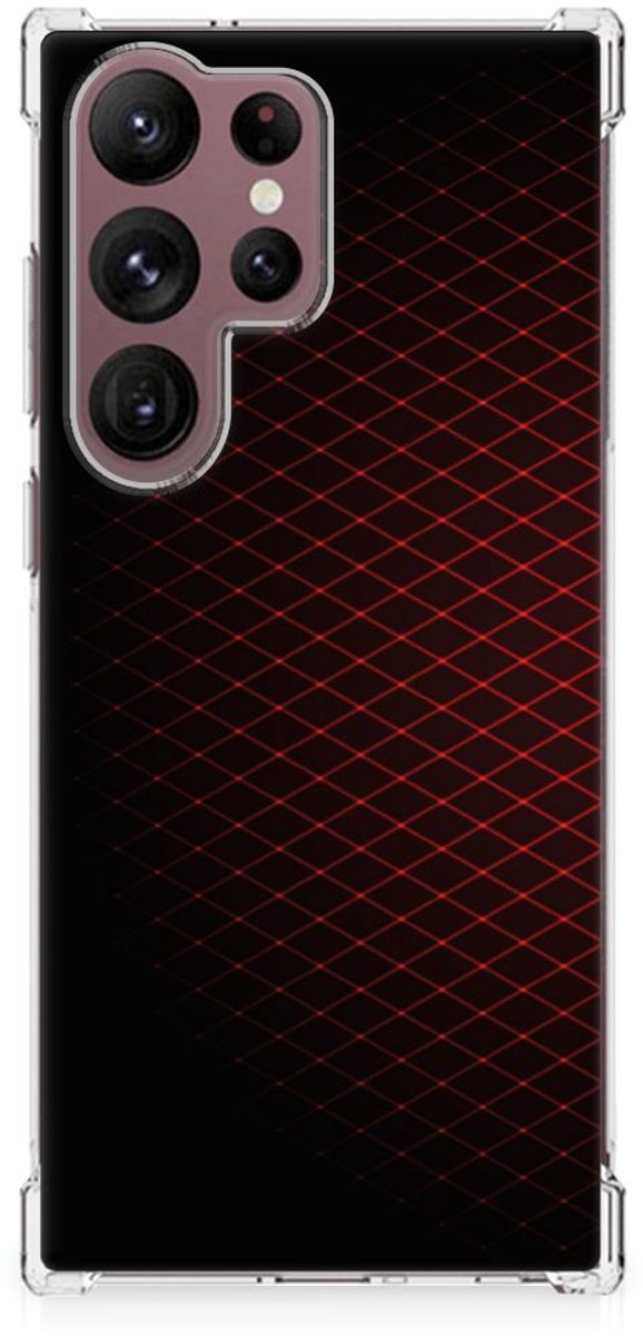 Samsung Galaxy S23 Ultra Doorzichtige Silicone Hoesje Geruit Rood