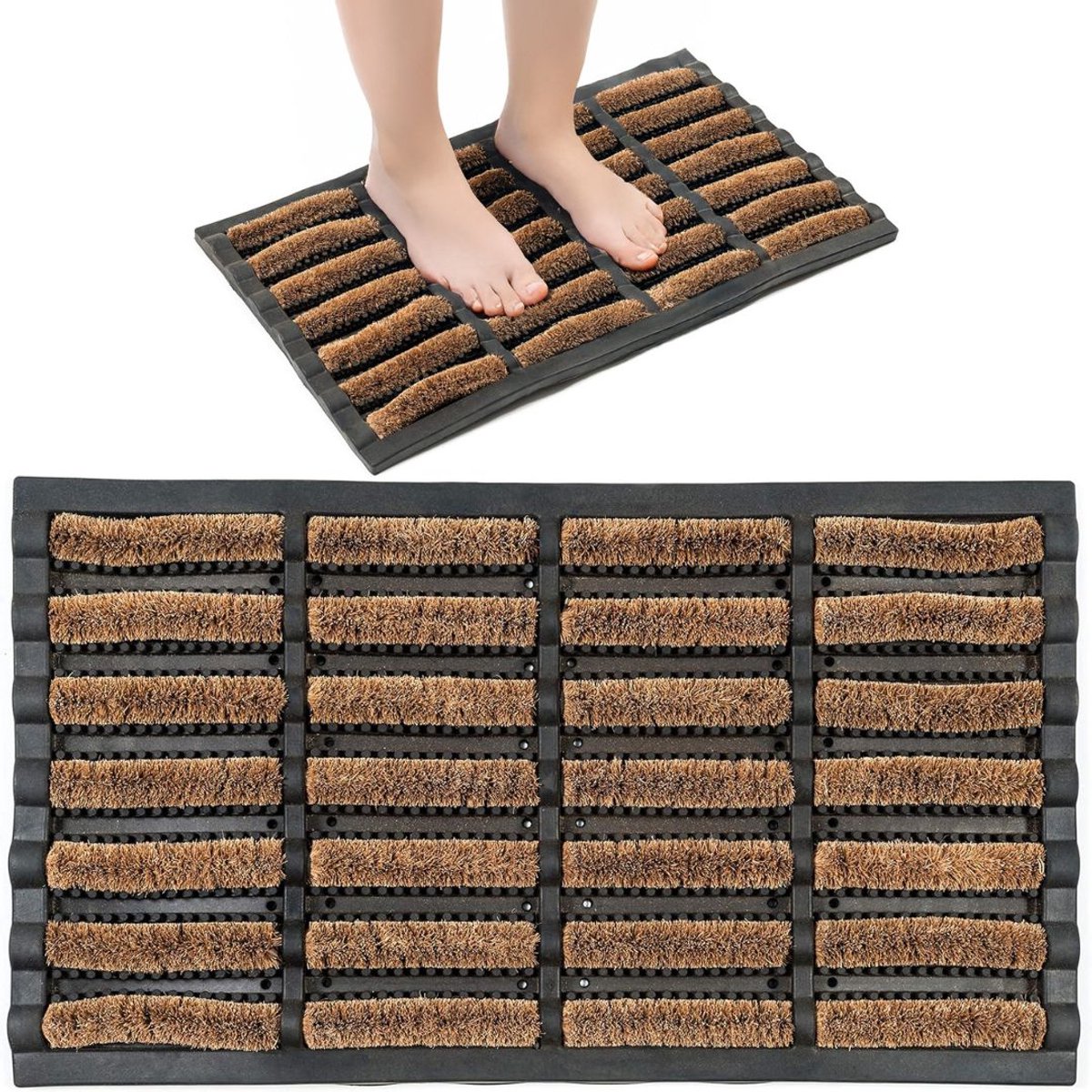 VELTRR® Borstelmat Voor Buiten – Voetenveger Van Kokusrubber – Deurmat Binnen Antislip