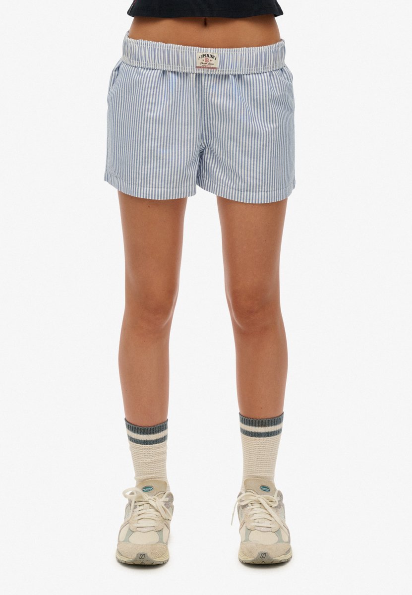 Superdry Gestreepte elastische short van biologisch katoen Dames Korte broeken Blauw