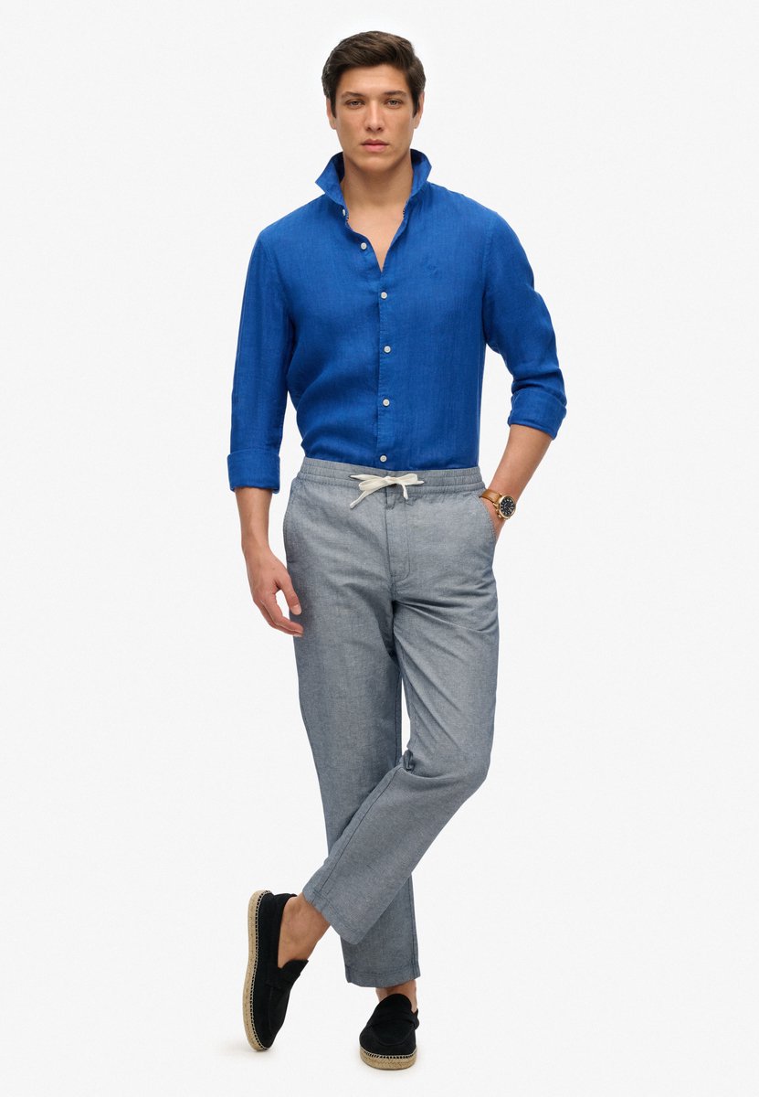 Superdry The Merchant Store Linnen Broek Heren Broeken Marineblauw