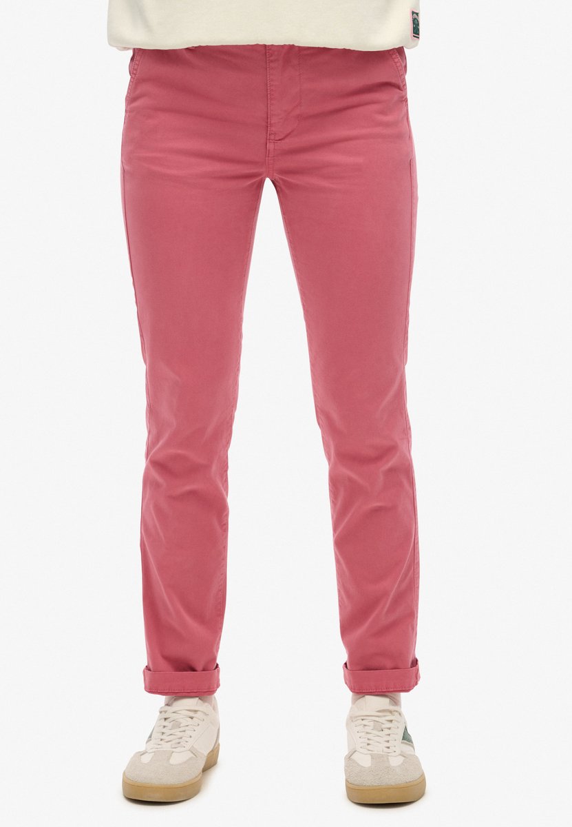 Superdry Chino met halfhoge taille Dames Broeken Roze