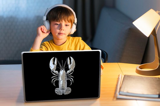 Laptop sticker - 10.1 inch - Kreeft - Zilver - Metallic - Luxe - 25x18cm - Laptopstickers - Laptop skin - Cover