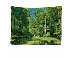 Ulticool - Bomen Bos Natuur Water Veluwe Nederland - Wandkleed - 200x150 cm - Groot wandtapijt - Poster