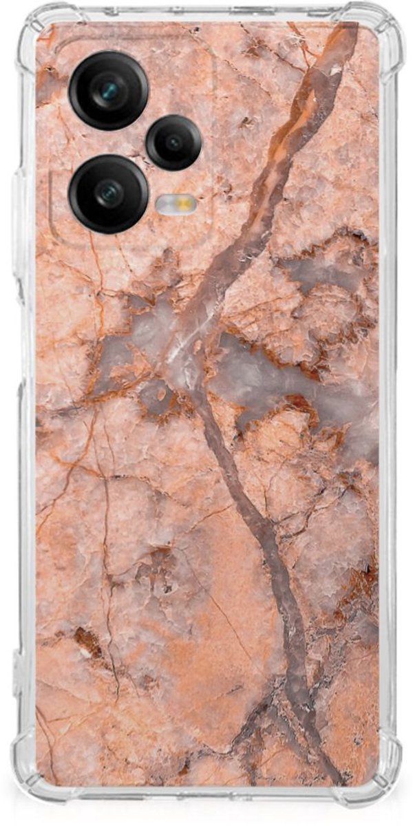 Back Cover voor Xiaomi Redmi Note 12 Pro Plus Anti-Shock Hoesje Marmer Oranje