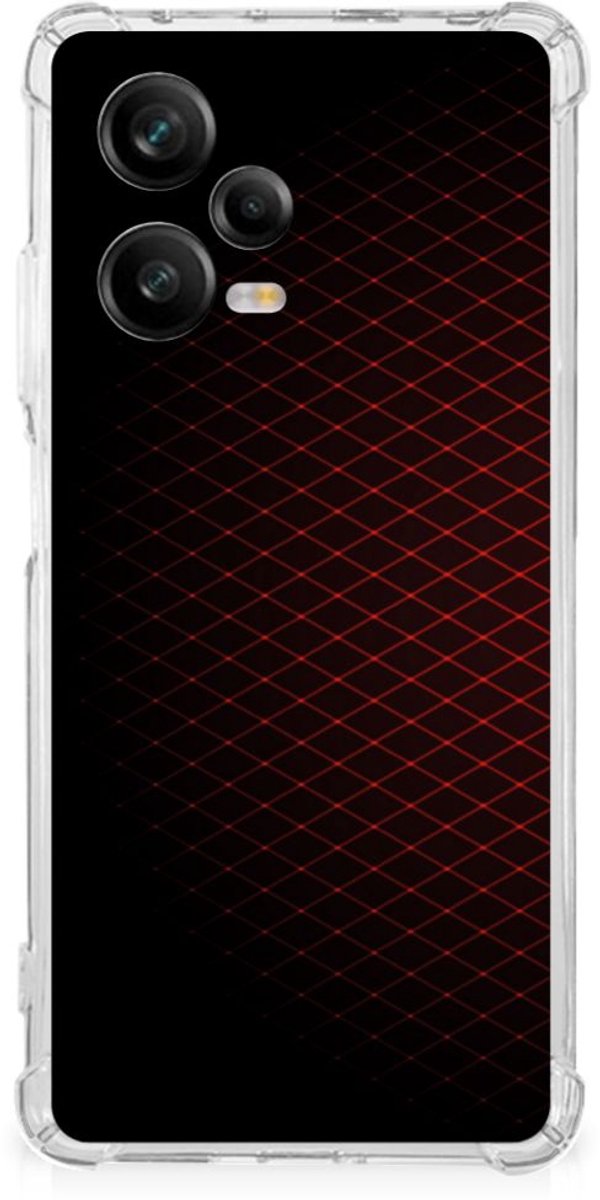 Xiaomi Redmi Note 12 Pro Plus Doorzichtige Silicone Hoesje Geruit Rood