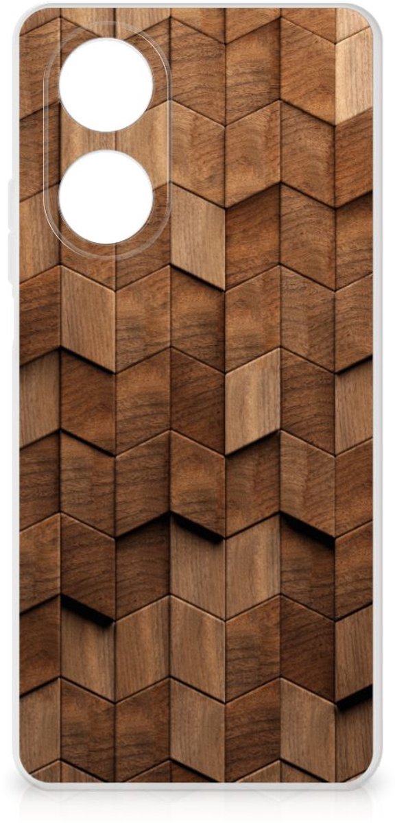 Bumper Hoesje voor OPPO A58 4G Wooden Cubes