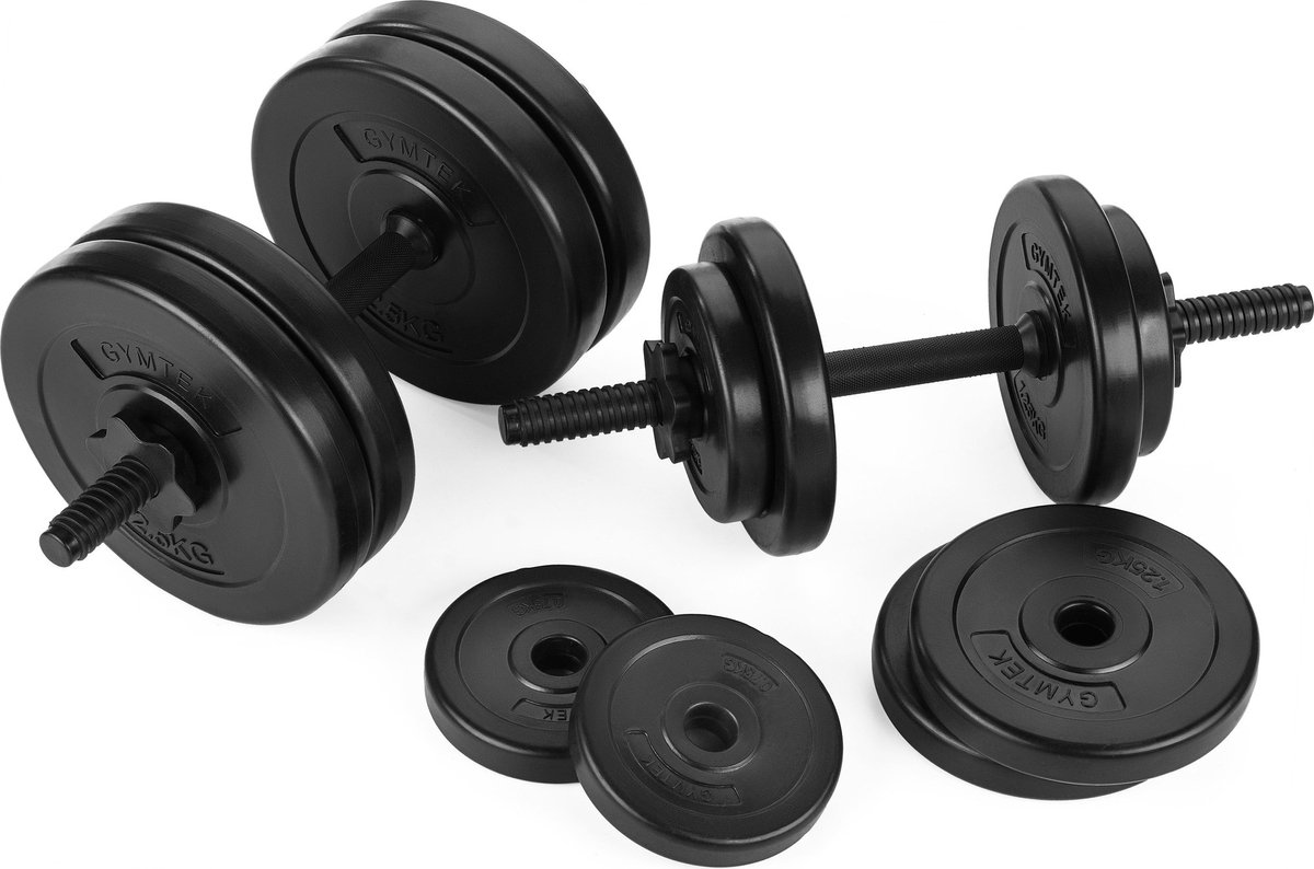 Gymtek® Halterset 20kg - Dumbells Set - Verstelbare Dumbells - 2x Halterstang - 4x 2,5kg, 4x 1,25kg, 4x 1kg - Halterset voor Krachttraining, Workout, Home Gym, Fitness thumbnail 5