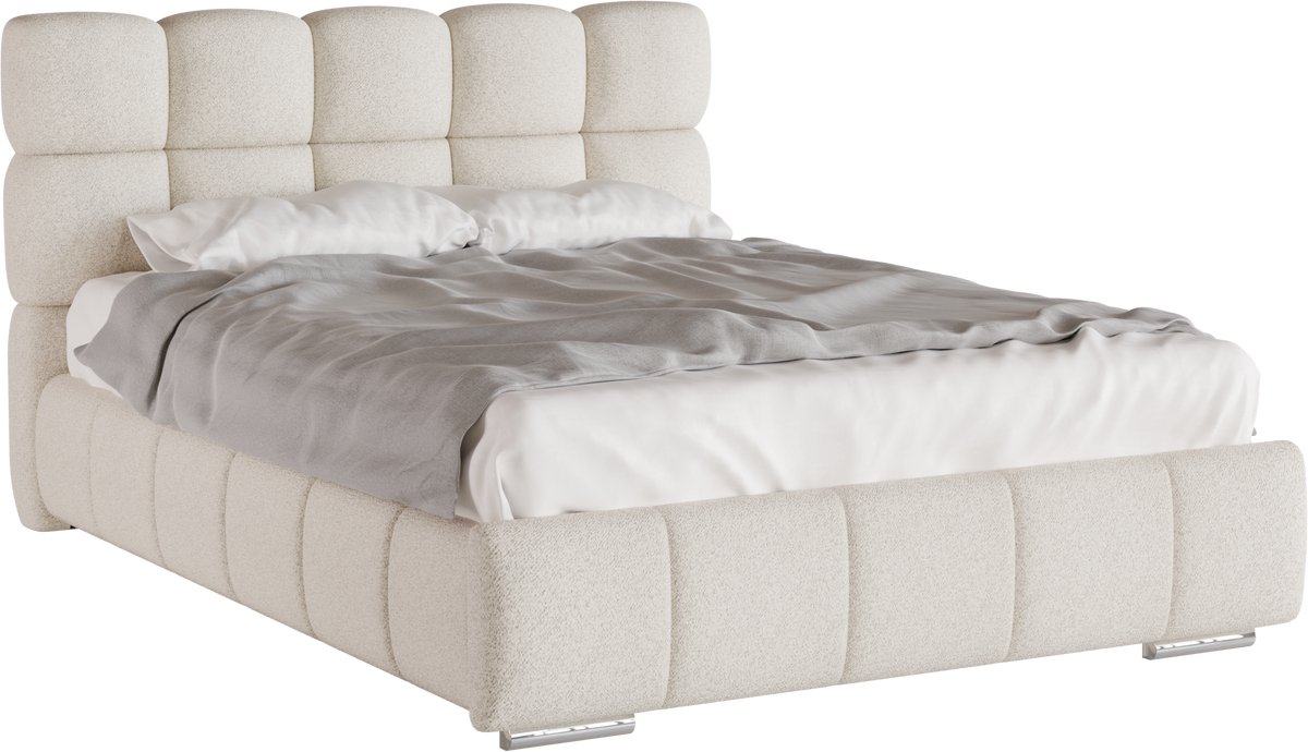 Polsterbed Bliss 140 x 200 cm met opbergruimte, lattenbodem en ARLAN 7-zones pocketveringmatras met kokosvezel H3/H4 (21 cm hoog)
