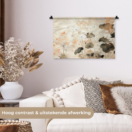 Tapisserie murale 60x40 cm - Fleurs - Japandi - Wabi sabi - Tapisserie - Tapisseries