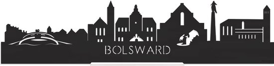Skyline Bolsward debout Bois Zwart - 60 cm - Décoration d'intérieur design - Décoration à poser et à suspendre - Plus de villes disponibles - Cadeau pour lui - Cadeau pour elle - Anniversaire - Pendaison de crémaillère - Intérieur - WoodWideCities
