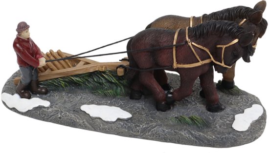 Santaville - Farmer with Workhorses and Harrow Polyresin 22cm