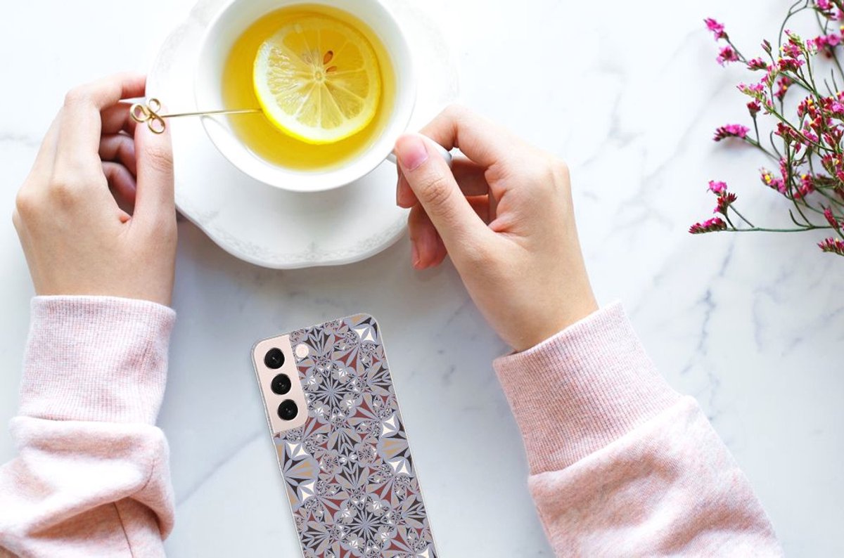 Samsung Galaxy S22 TPU Siliconen Hoesje Flower Tiles