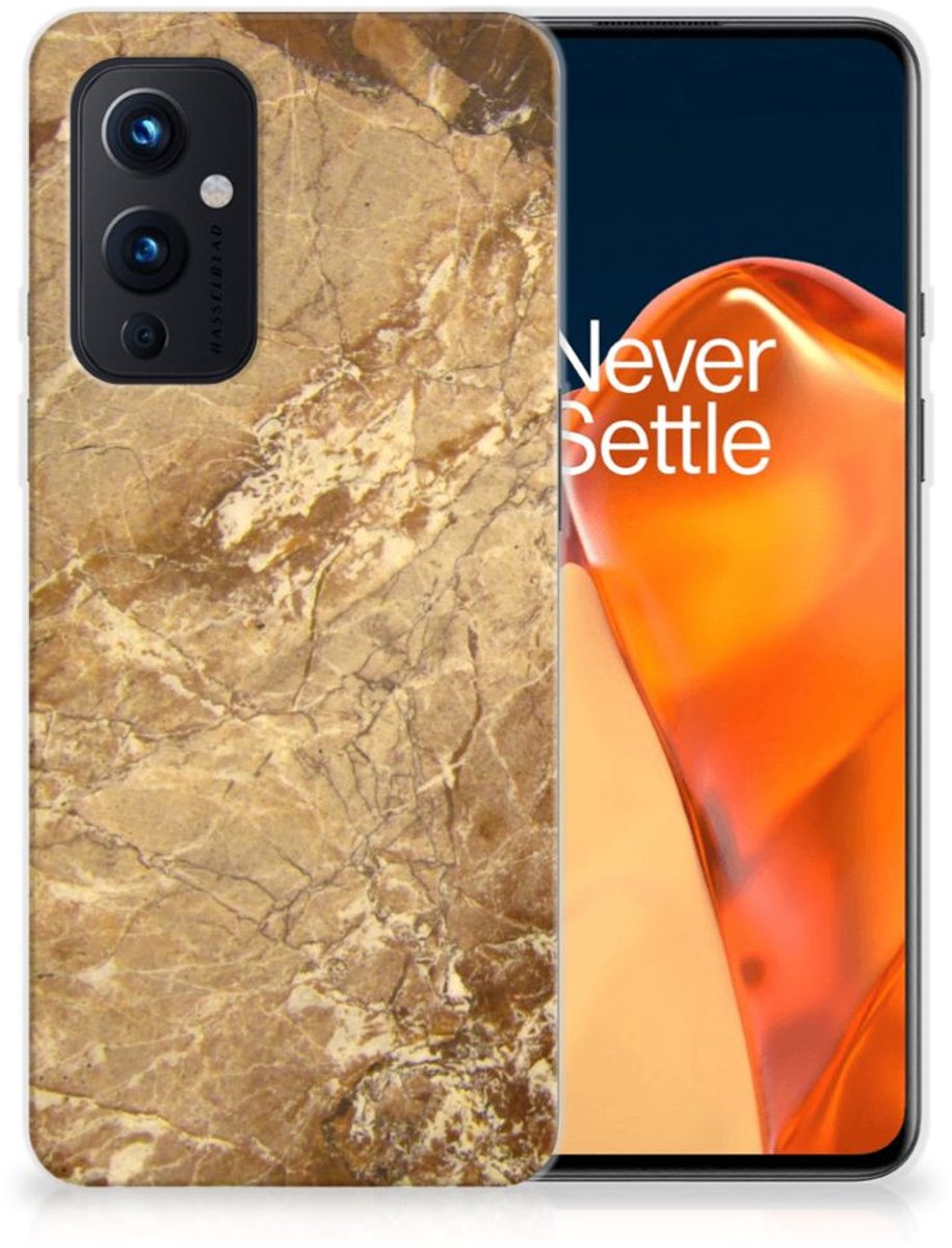 OnePlus 9 TPU Siliconen Hoesje Marmer Creme