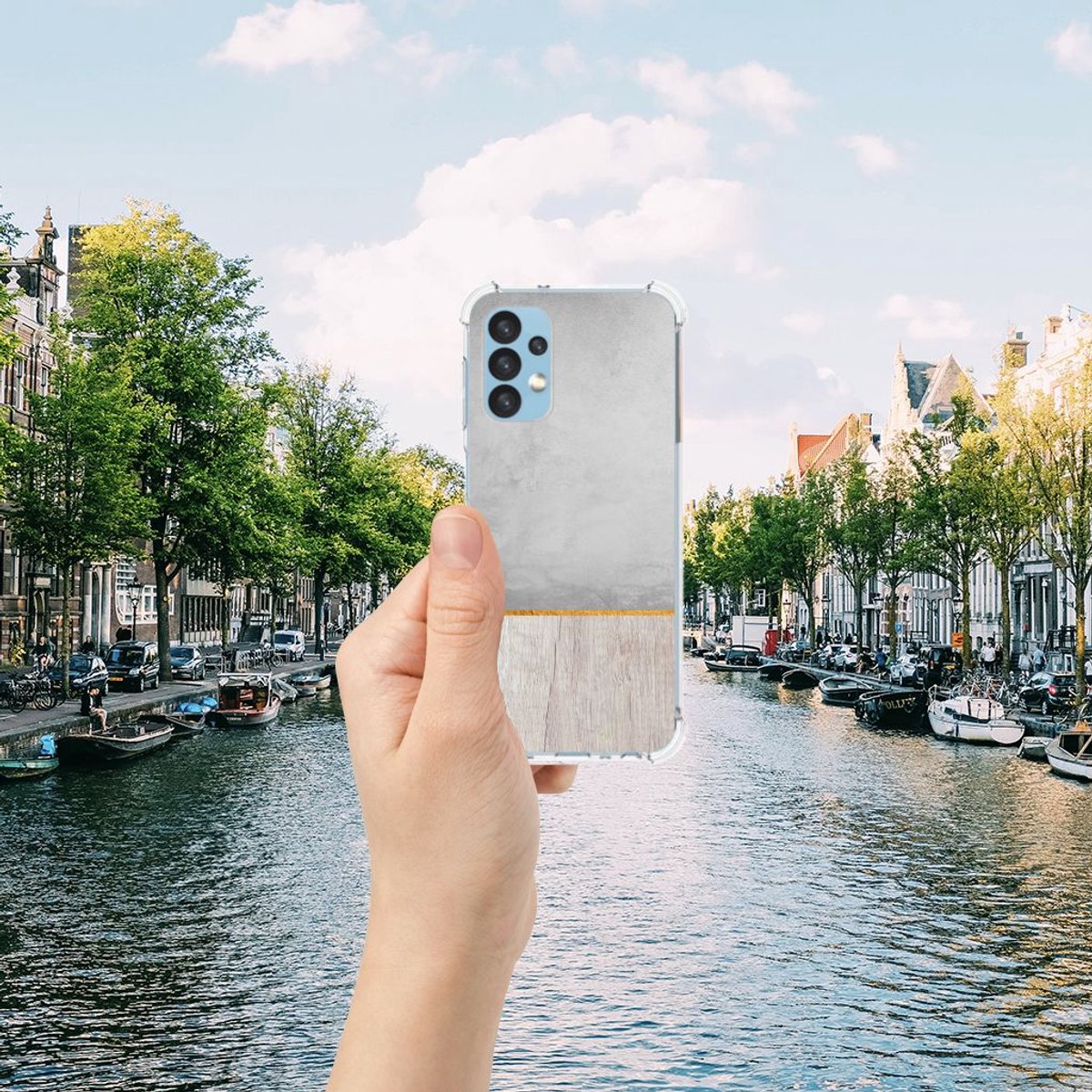Samsung Galaxy A13 (4G) Stevig Telefoonhoesje Wood Concrete