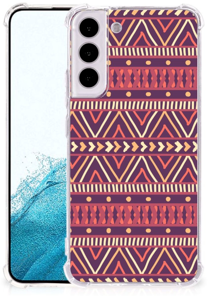 Samsung Galaxy S22 Plus Doorzichtige Silicone Hoesje Aztec Paars