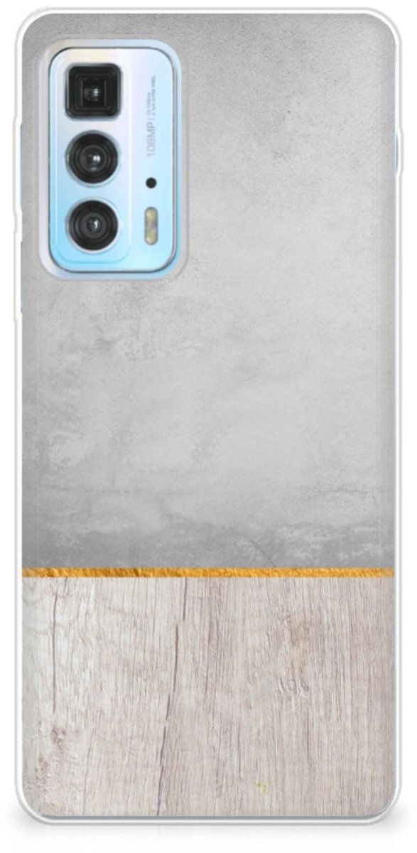 Back Cover voor Motorola Edge 20 Pro Bumper Hoesje Wood Concrete