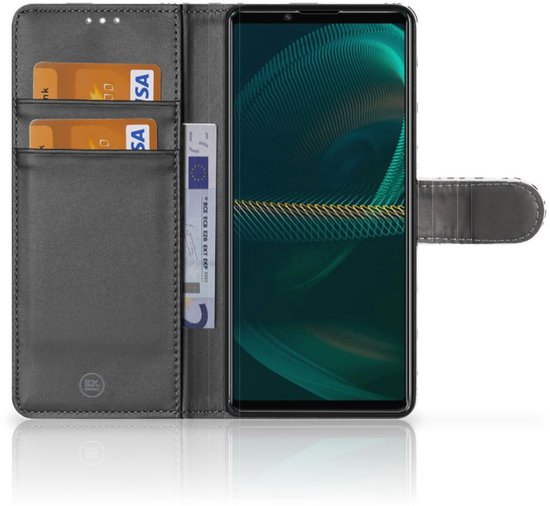 Portefeuille Sony Xperia 5III Téléphone Portable Couverture Standing pour Argent Punk