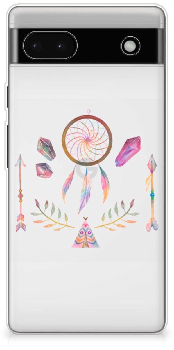 Google Pixel 6A Telefoonhoesje met Naam Boho Dreamcatcher