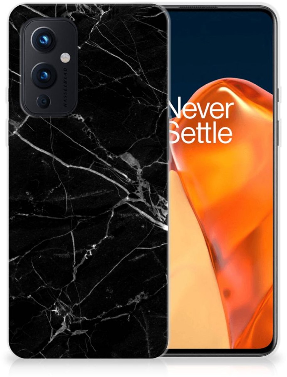 OnePlus 9 TPU Siliconen Hoesje Marmer Zwart - Origineel Cadeau Vader