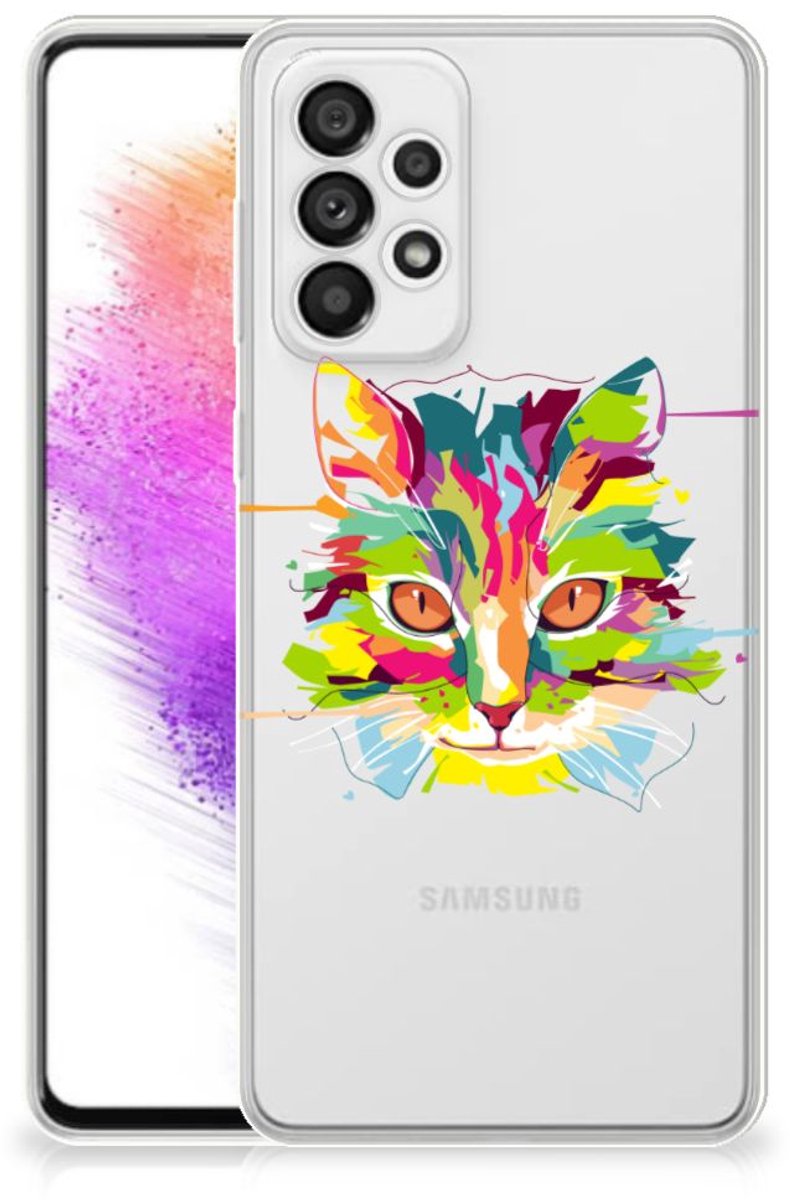 Samsung Galaxy A73 5G Telefoonhoesje met Naam Cat Color