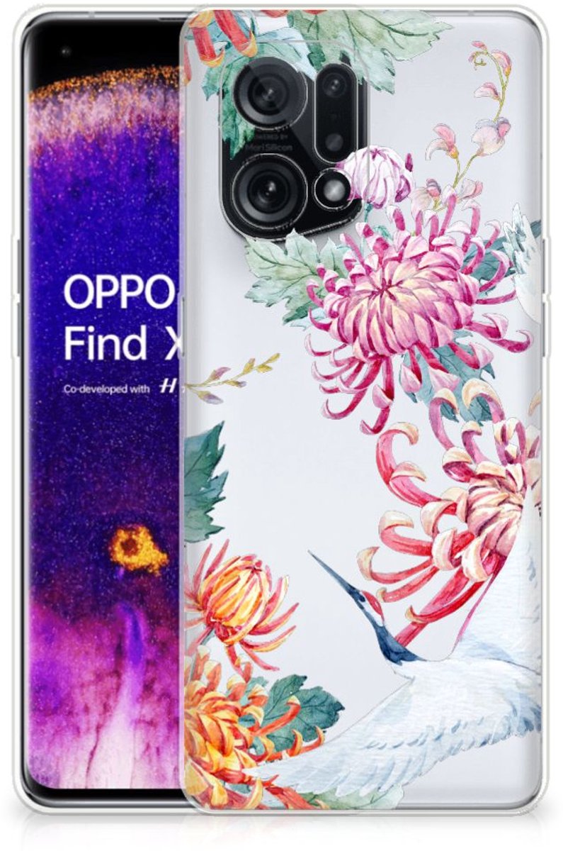 OPPO Find X5 TPU Hoesje Bird Flowers