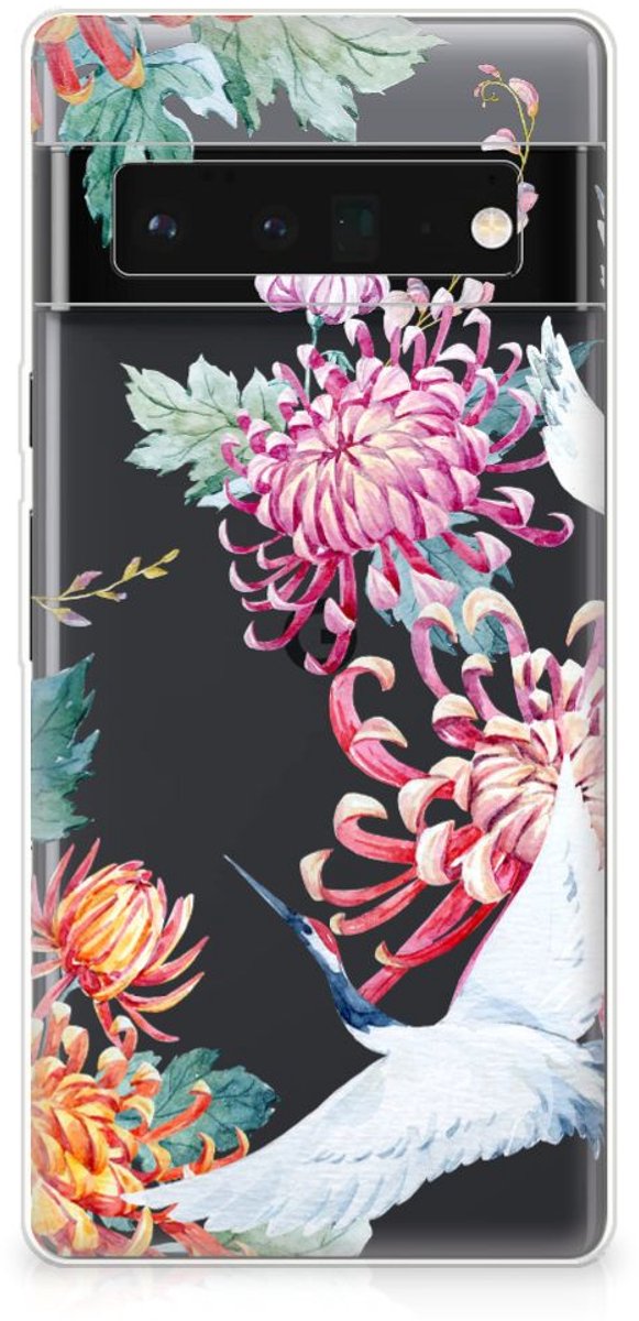 Google Pixel 6 Pro TPU Hoesje Bird Flowers