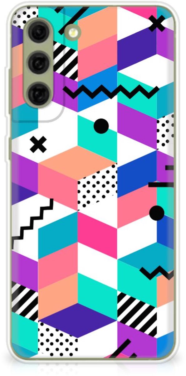Samsung Galaxy S21FE TPU Hoesje Blokken Kleurrijk