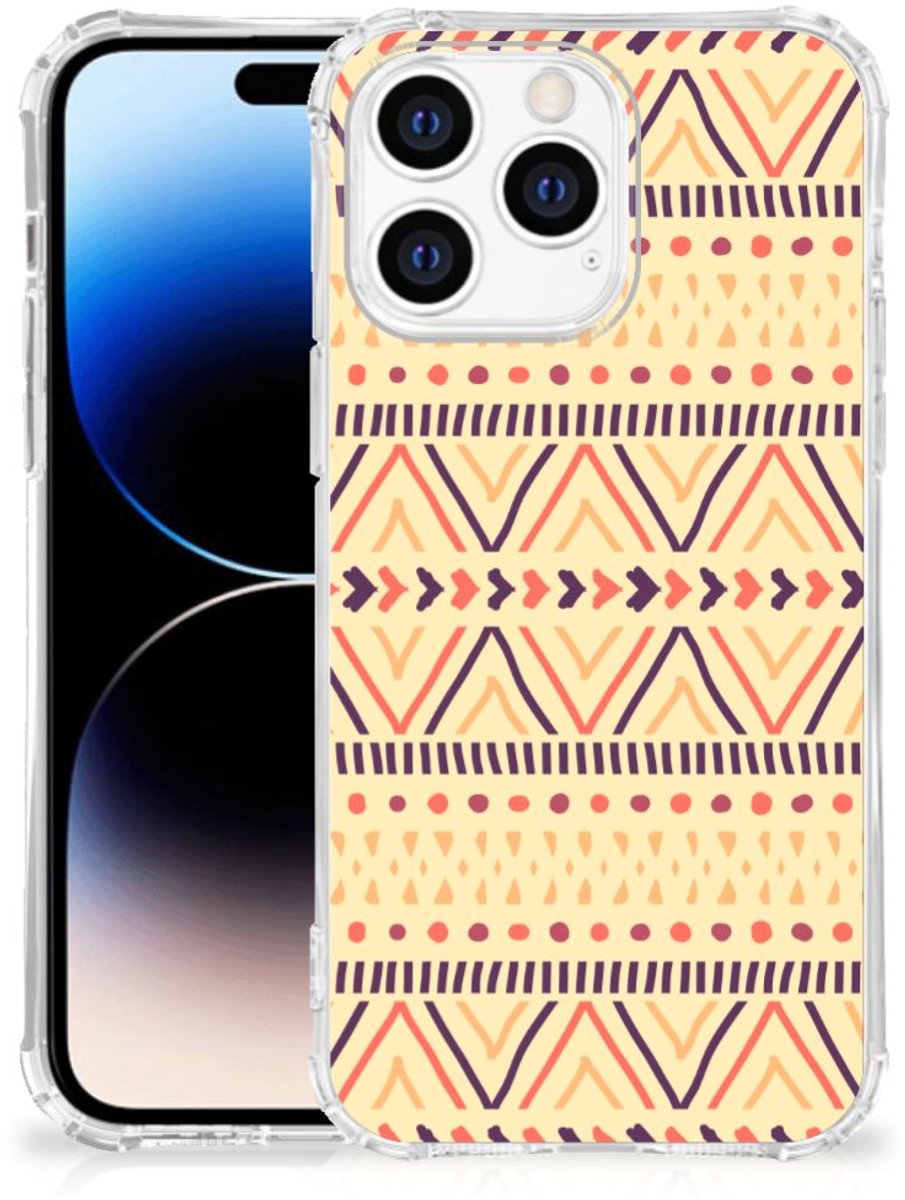 Back Cover voor Apple iPhone 14 Pro Max Doorzichtige Silicone Hoesje Aztec Yellow