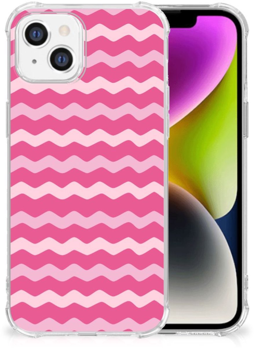 iPhone 14 Doorzichtige Silicone Hoesje Waves Pink
