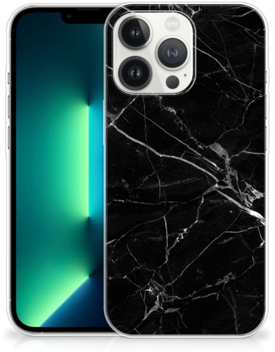 iPhone 13 Pro Max TPU Siliconen Hoesje Marmer Zwart - Origineel Cadeau Vader