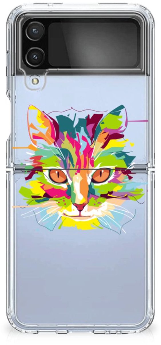 Samsung Galaxy Z Flip 4 Telefoonhoesje met Naam Cat Color