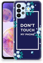 Coque de téléphone Samsung Galaxy A23, joli étui arrière en TPU, fleurs Blue , ne touchez pas mon téléphone